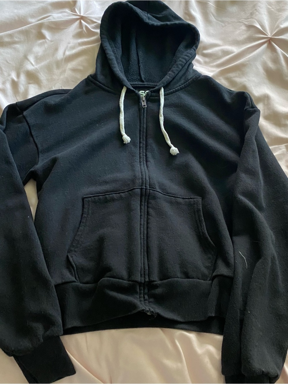 SO juniors xs.Black Full-Zip Hoodie with Contrast Drawcords